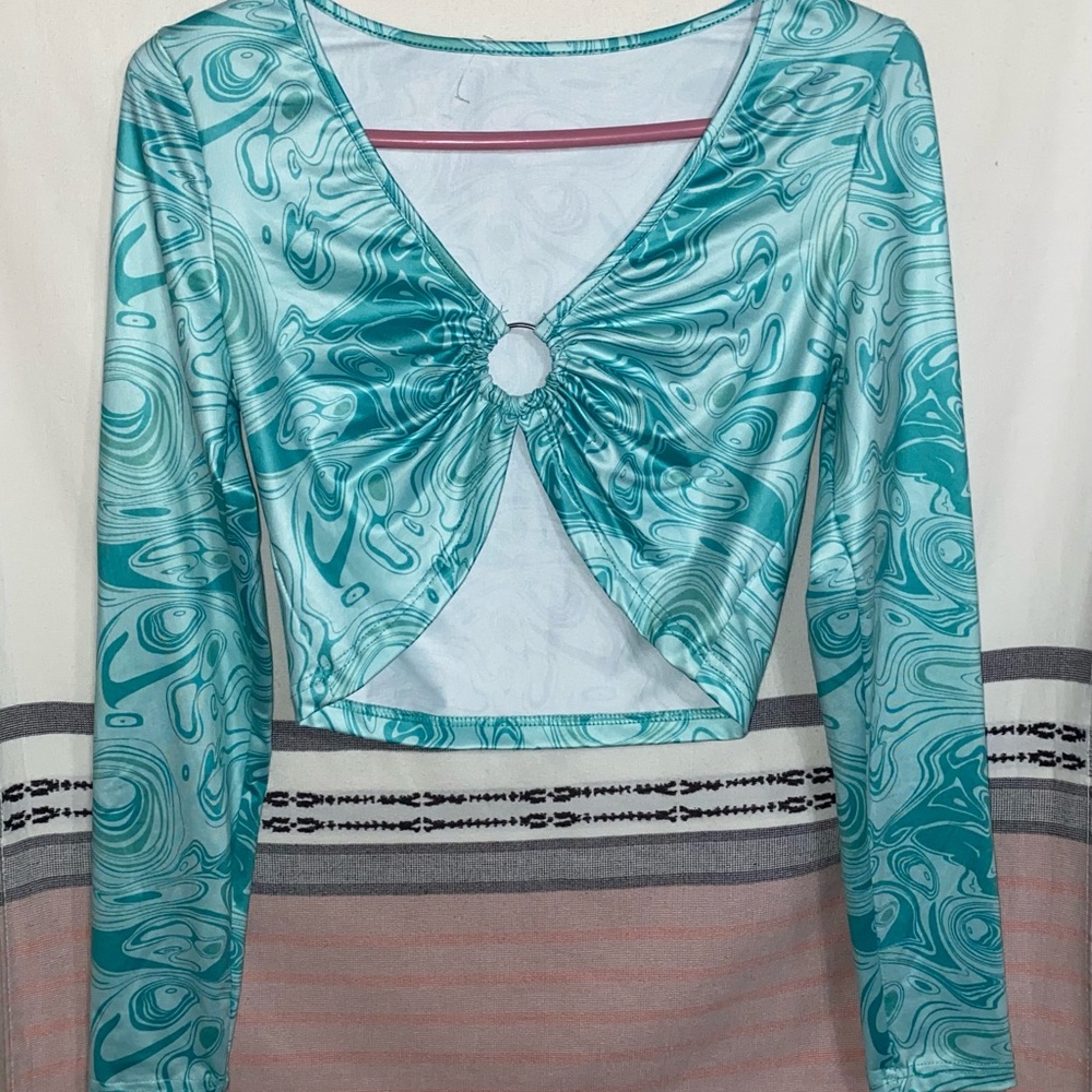 Womens Large Shein Marble Crop Top